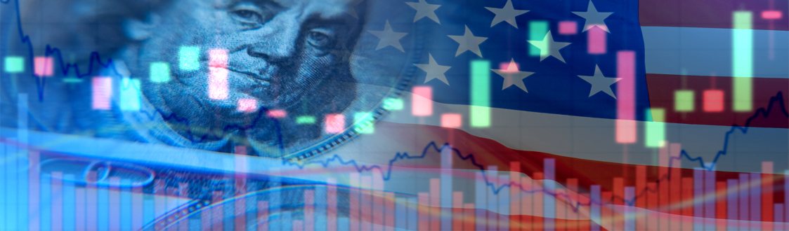 An american dollar bill with an overlay of both a bar graph and line graph showcasing the movements in exchange rates.